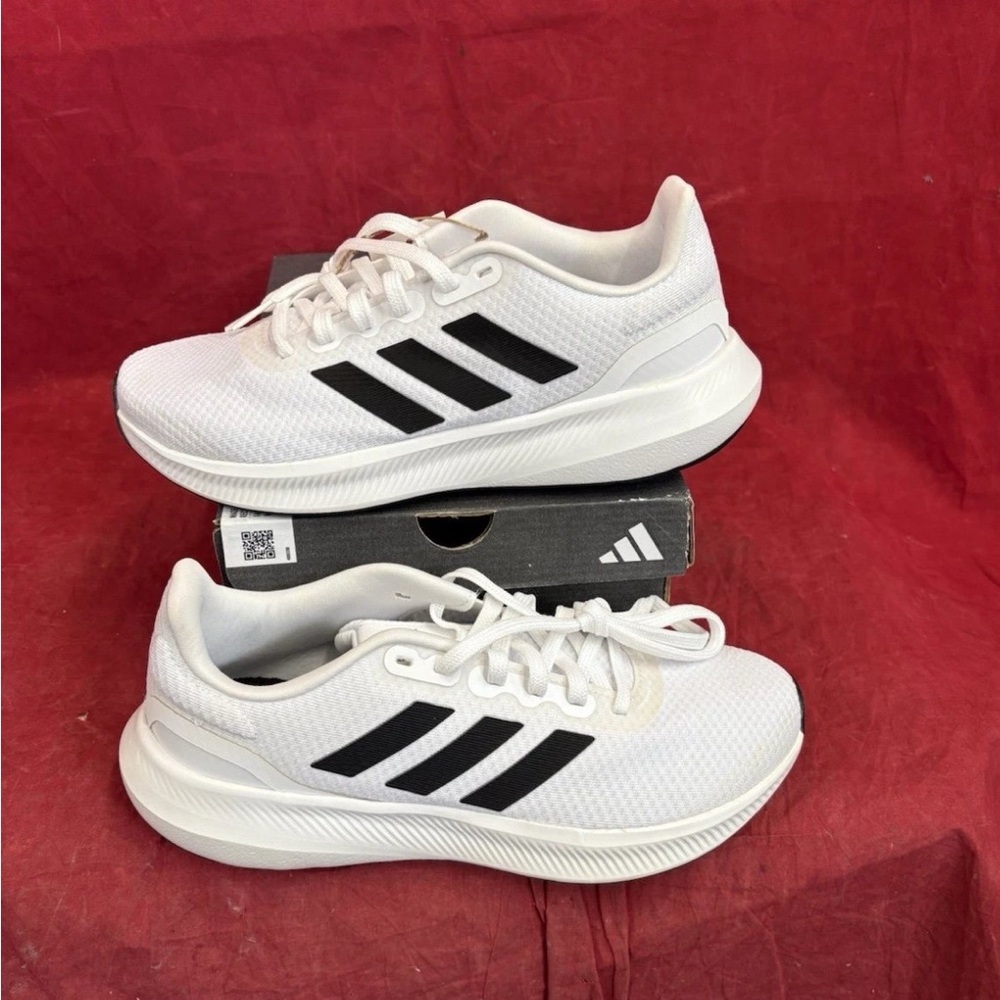 Adidas White Running Shoes with Black Stripes